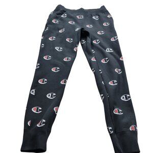 Champion Sweatpants Mens Medium Black Reverse Weave All Over Monogram Joggers